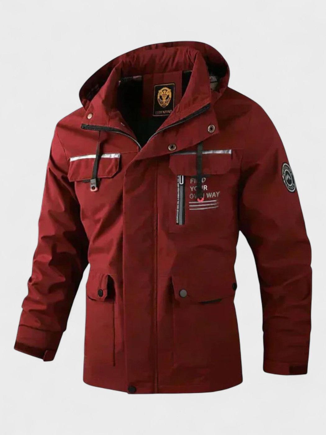 Men's Hooded Padded Winter Jacket - Red