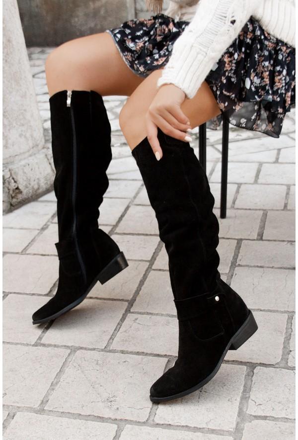 Women's Elegant Warm Suede Boots - Black