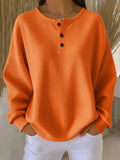 Women's Solid Waffle Knit Sweater - Orange