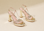Women's Gold Heeled Sandals