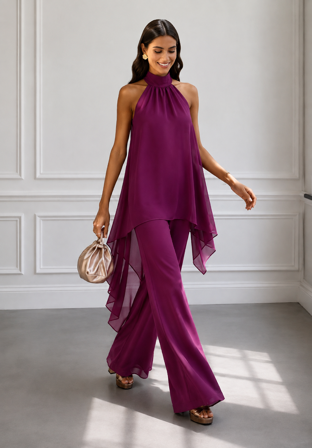 Women's Plum Strapless Two-Piece Set