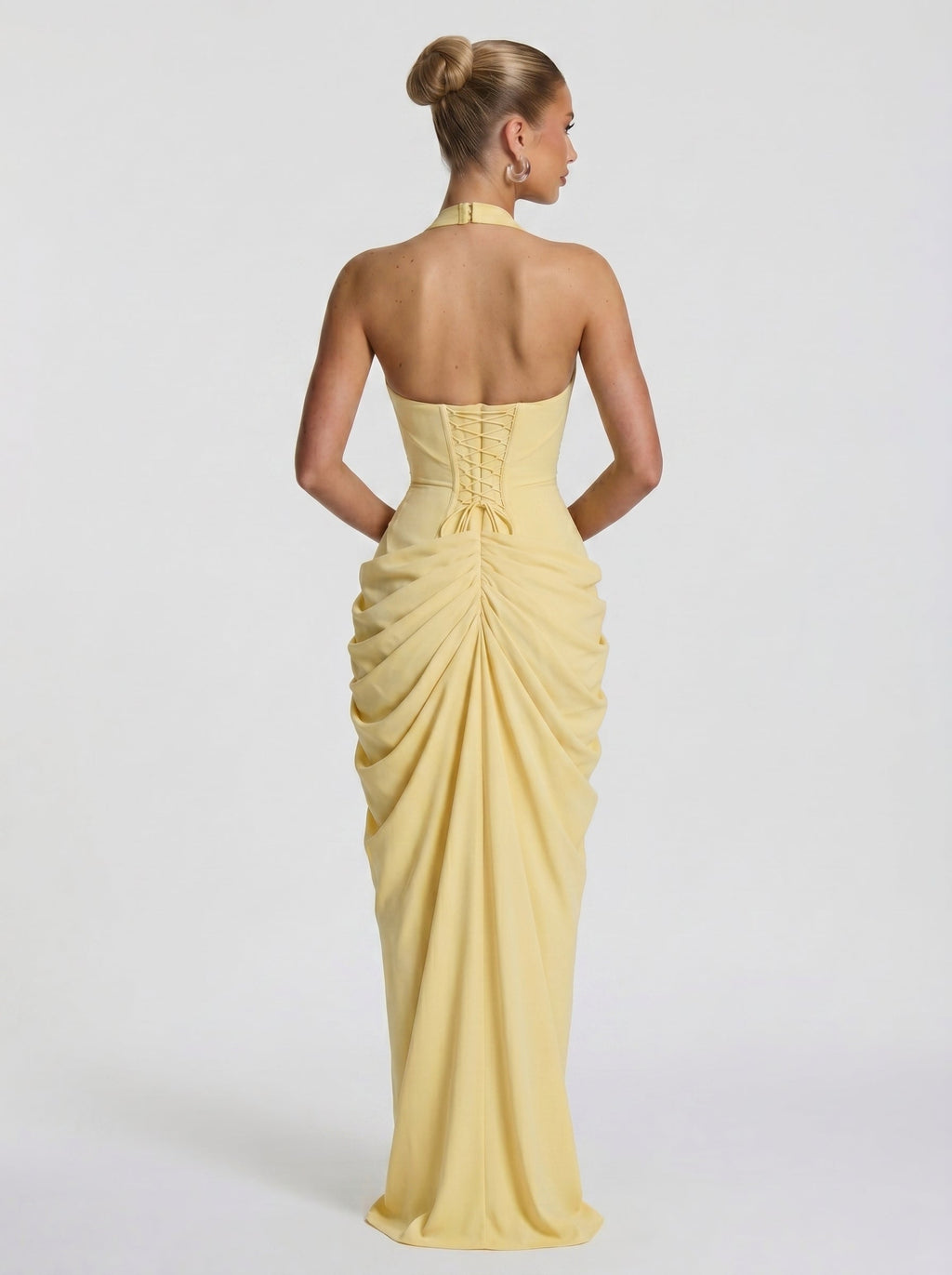 Women's Halter Neck Wedding Guest and Party Maxi Dress with Side Slit