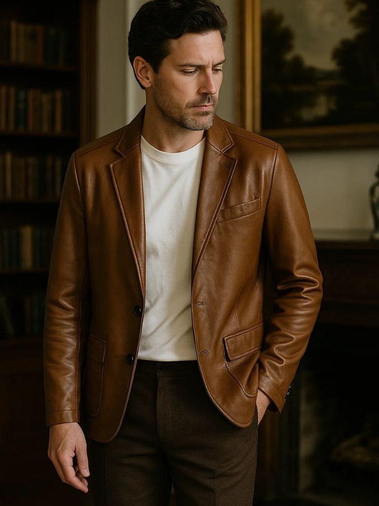 Men's Caramel Brown Leather Jacket