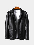 Men's Caramel Brown Leather Jacket - Black