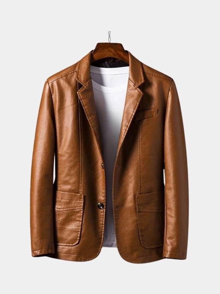 Men's Caramel Brown Leather Jacket - Brown
