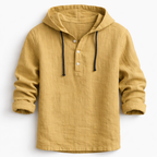 Men's Hooded Linen Shirt - Khaki