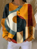Women's Geometric Pattern Knit Sweater - Orange
