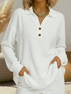 Women's Collared Knit Sweater - White
