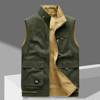Men's Utility Vest with Pockets - Green/Khaki