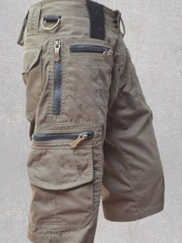 Men's Versatile Cargo Shorts with Pockets - Light Brown