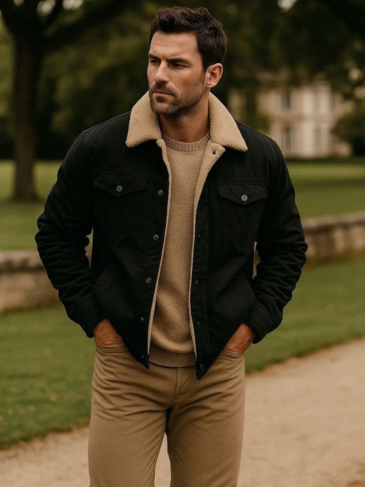 Men's Casual Sherpa-Lined Bomber Jacket