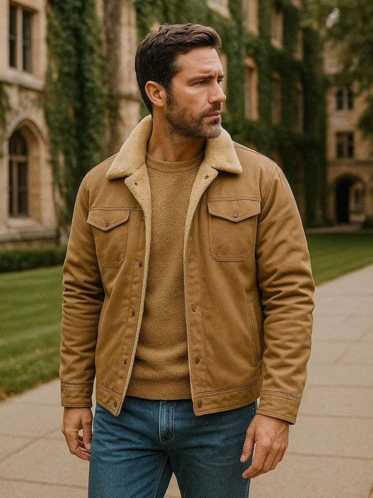 Men's Casual Sherpa-Lined Bomber Jacket