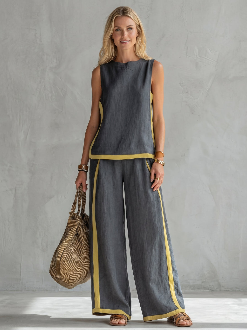 Women's Elegant Two-Piece Set - Gray
