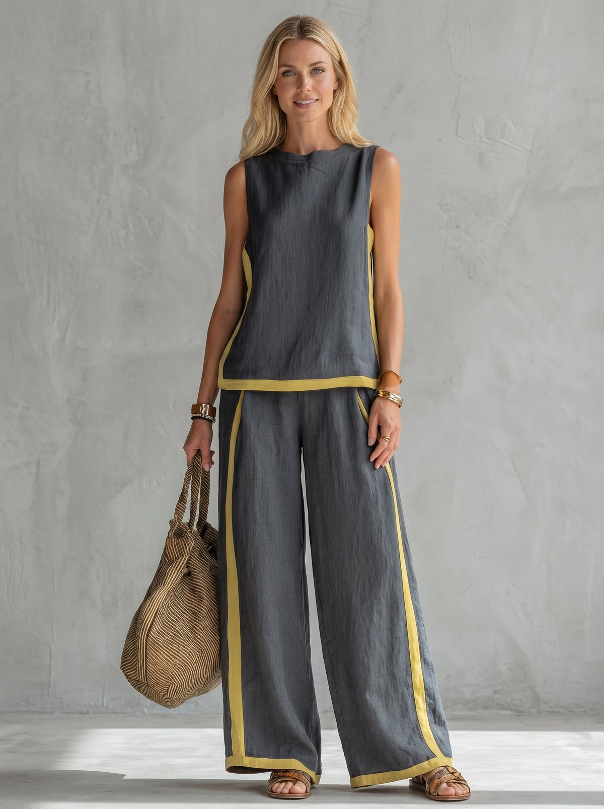 Women's Elegant Two-Piece Set - Gray