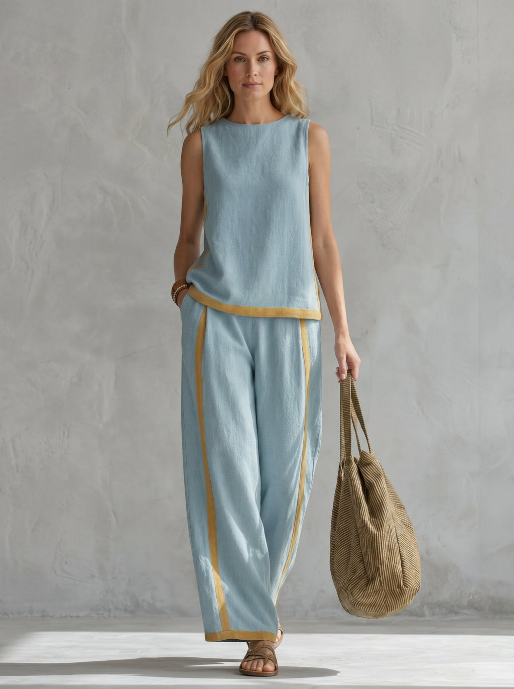 Women's Elegant Two-Piece Set - Blue