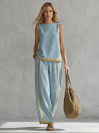 Women's Elegant Two-Piece Set - Blue