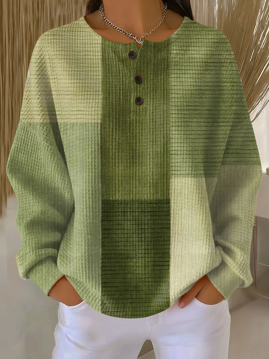 Women's Two-Tone Green Knit Sweater - Green