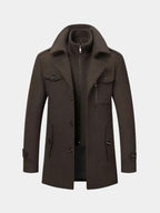 Men's Classic Elegant Winter Coat - Dark Brown