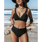Women's High-Waisted Solid Swimsuit