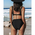 Women's High-Waisted Solid Swimsuit