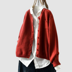 Women's Cozy Knit Cardigan - Red