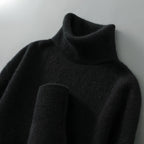 Women's Relaxed Fit Wool Turtleneck Sweater - Black