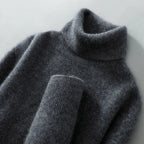 Women's Relaxed Fit Wool Turtleneck Sweater - Dark Gray