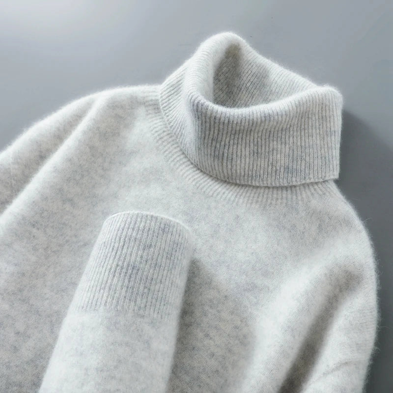 Women's Relaxed Fit Wool Turtleneck Sweater - Gray