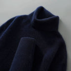 Women's Relaxed Fit Wool Turtleneck Sweater - Navy Blue