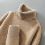 Women's Relaxed Fit Wool Turtleneck Sweater - Camel