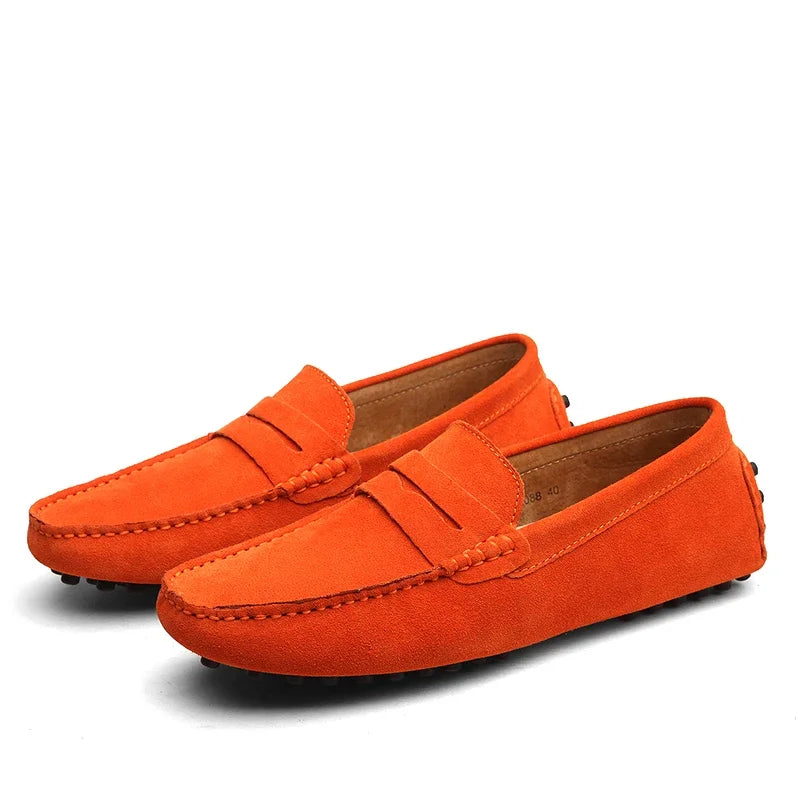Men's Casual Suede Loafers - Orange