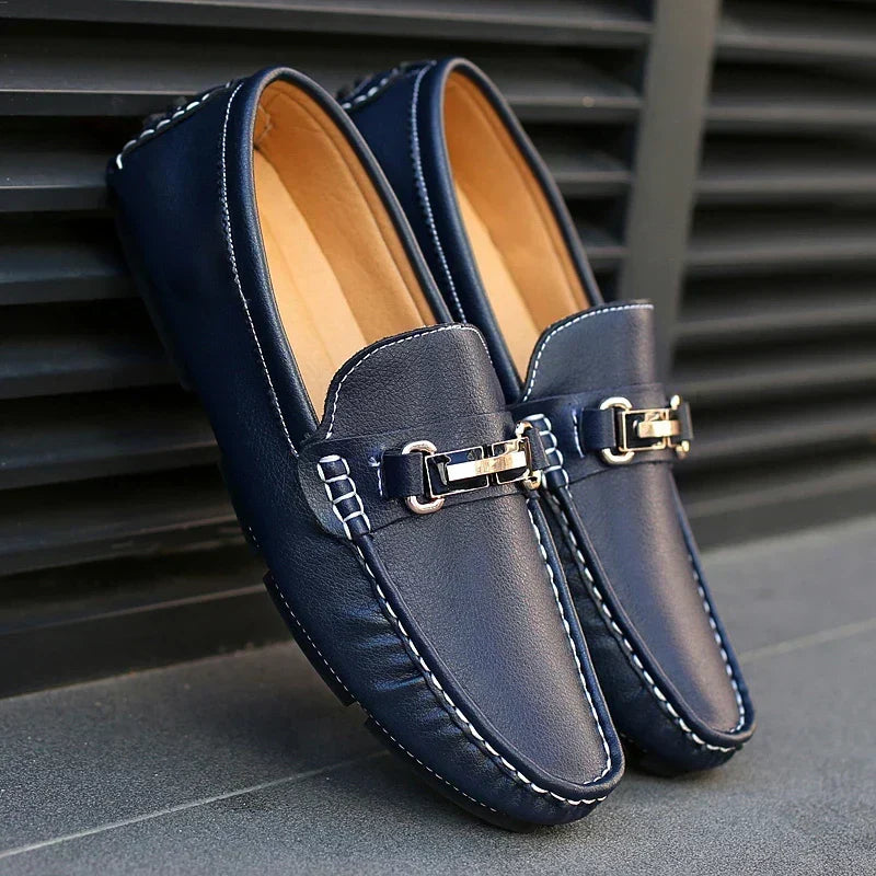 Men's Genuine Leather Loafers - Blue