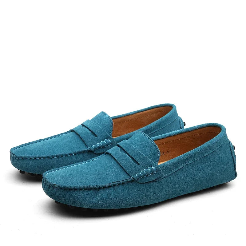 Men's Casual Suede Loafers - Light Blue