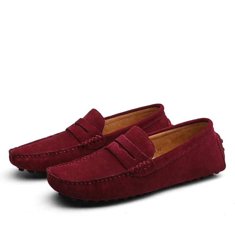 Men's Casual Suede Loafers - Red