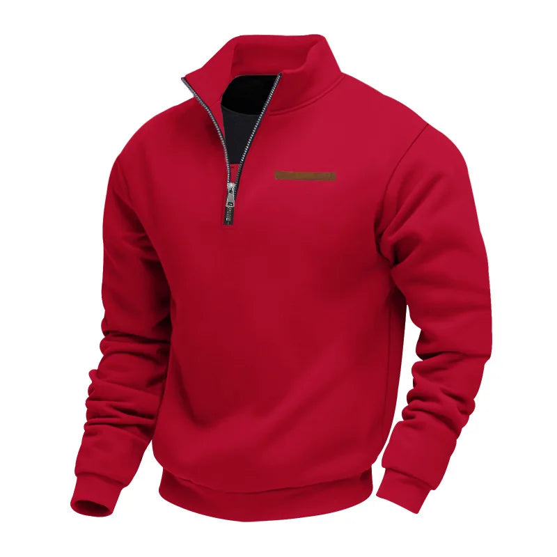 Men's Casual Fleece Sweatshirt - Red