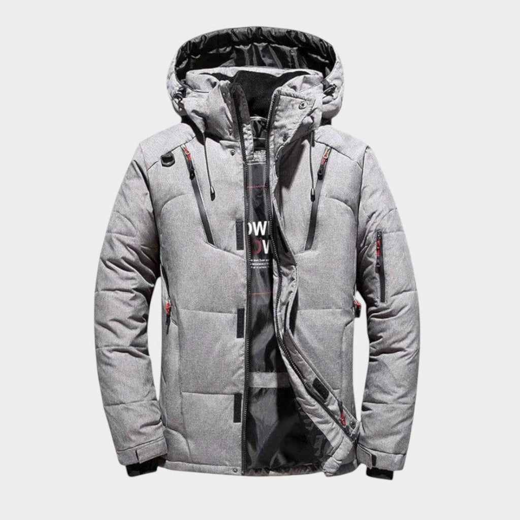 Men's Solid Waterproof Winter Jacket - Gray