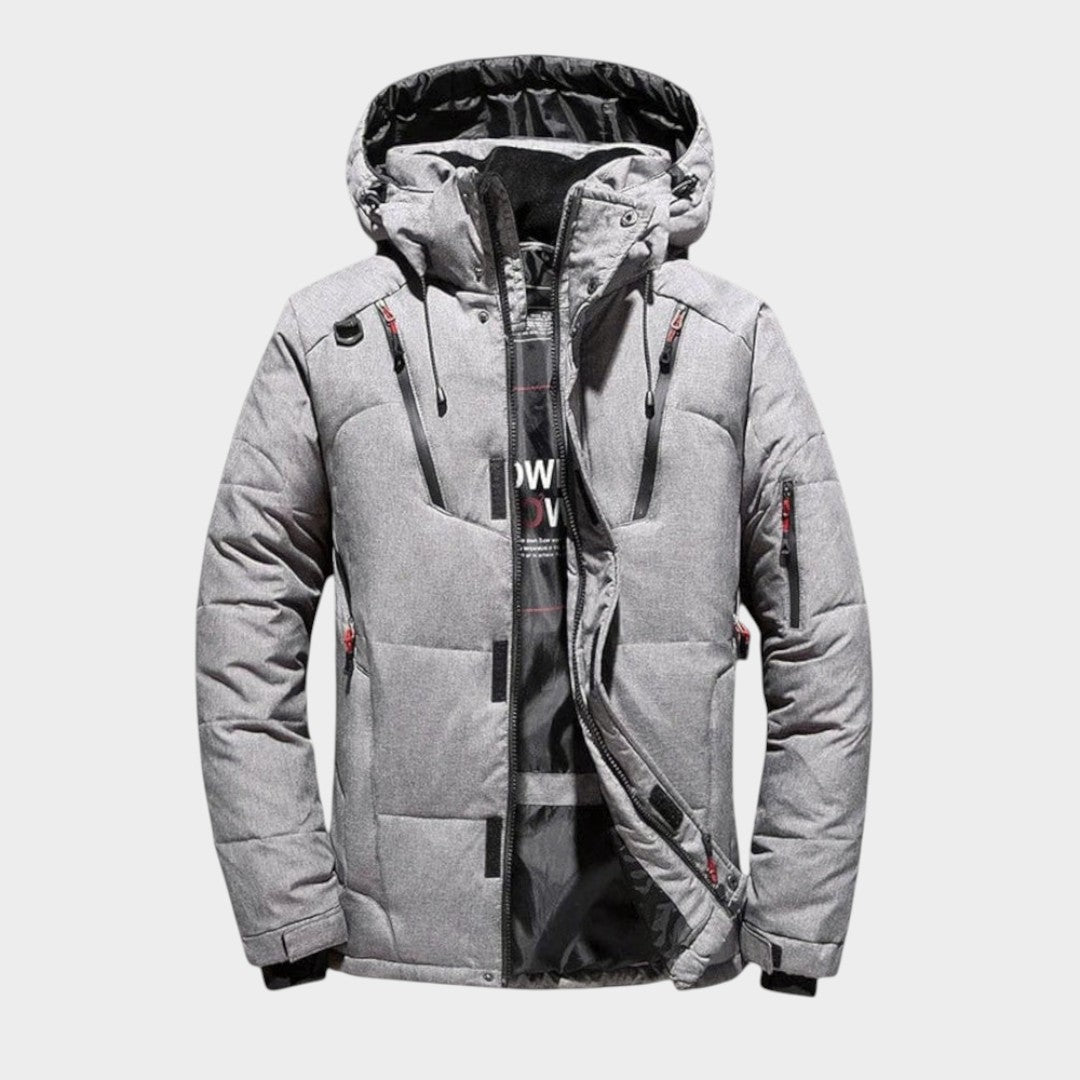 Men's Solid Waterproof Winter Jacket - Gray