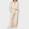 Women's Comfortable Two-Piece Loungewear Set - Beige