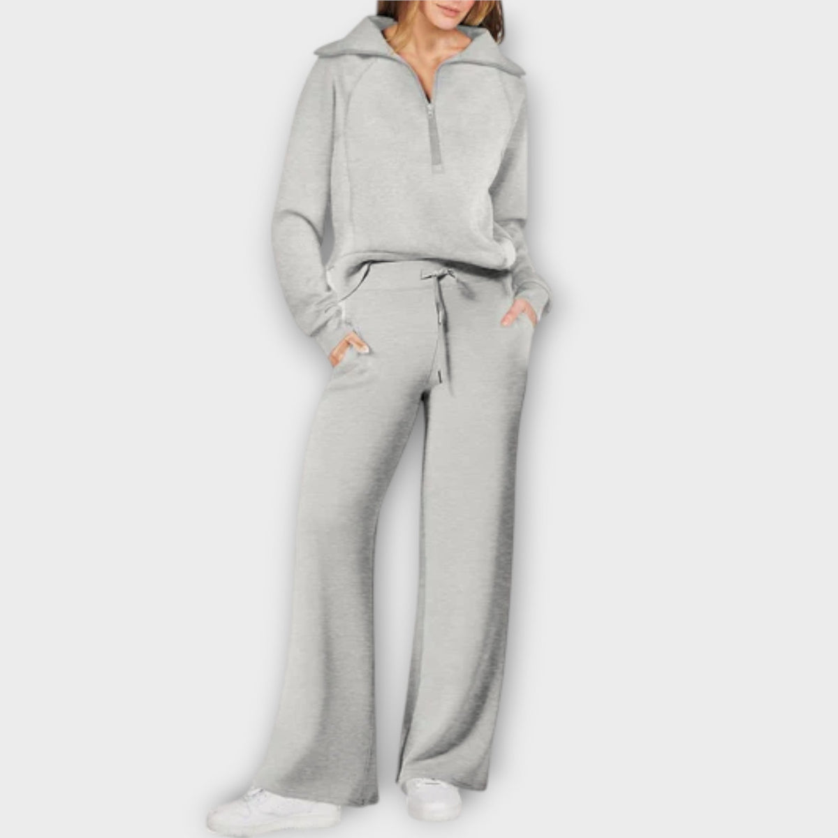 Women's Comfortable Two-Piece Loungewear Set - Gray