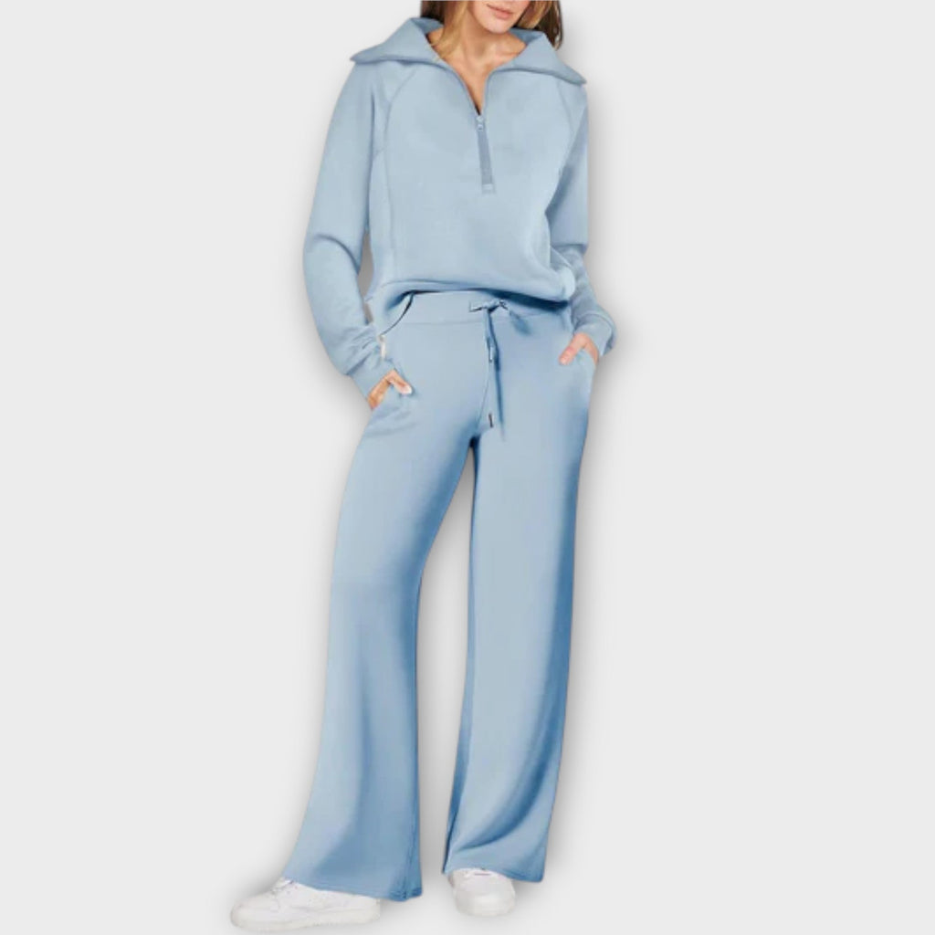 Women's Comfortable Two-Piece Loungewear Set - Blue