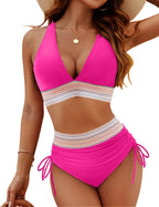 Women's Adjustable Two-Piece Bikini Set - Pink