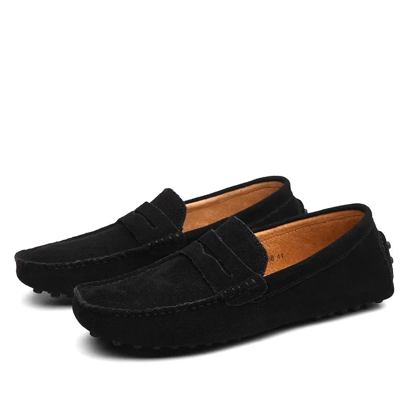 Men's Casual Suede Loafers - Black