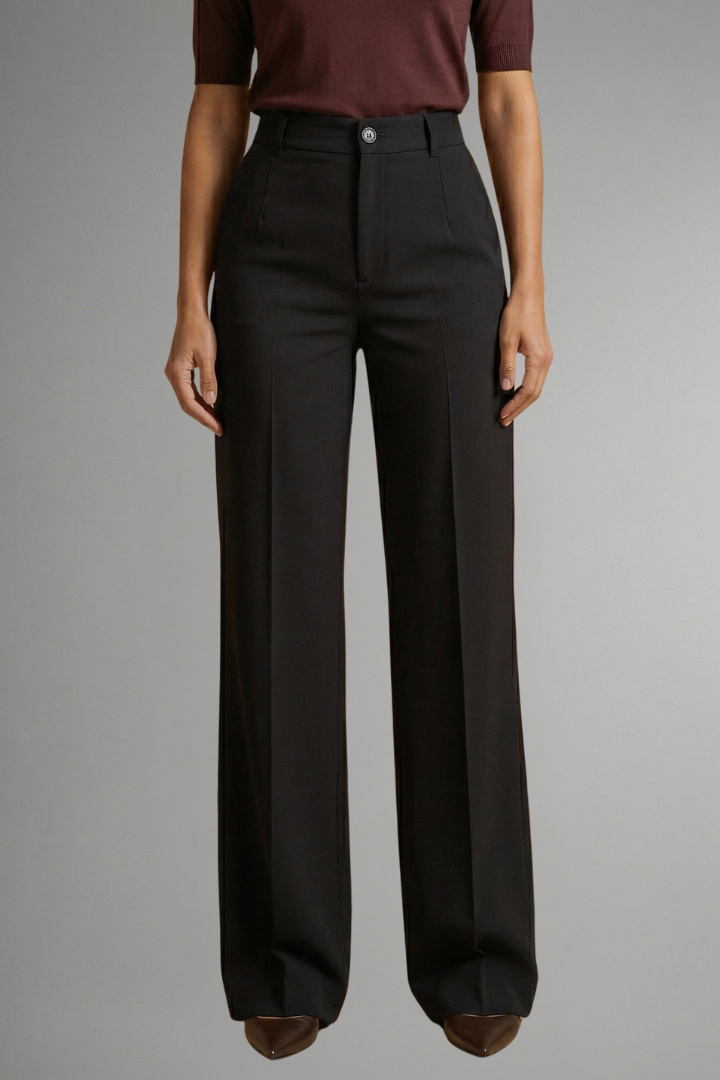Women's Crop Top and Pants Set - Black