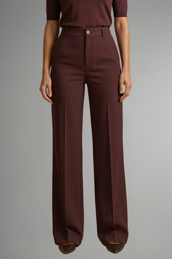 Women's Crop Top and Pants Set - Brown
