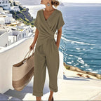 Women's Elegant Two-Piece Set - Khaki