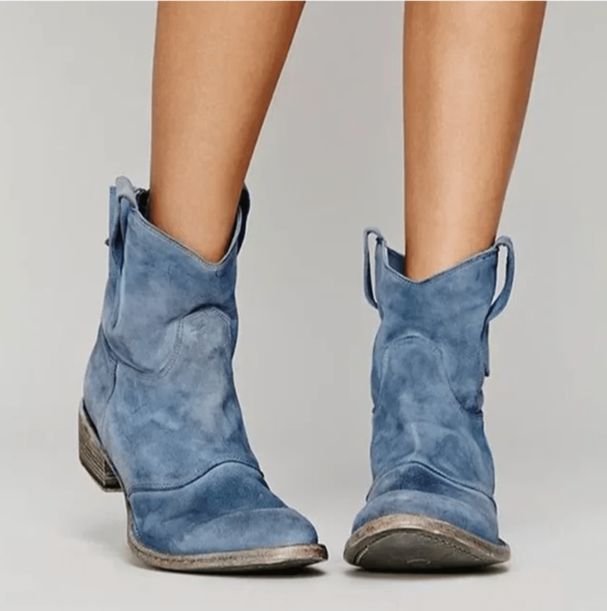 Women's Elegant Suede Ankle Boots - Blue