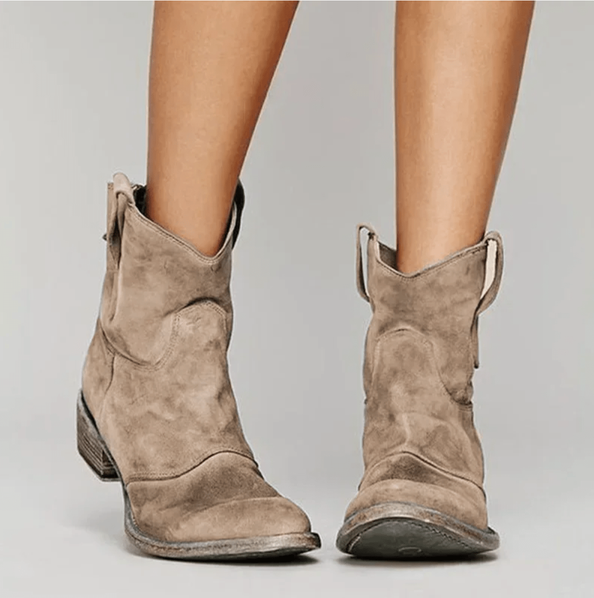 Women's Elegant Suede Ankle Boots - Light Brown
