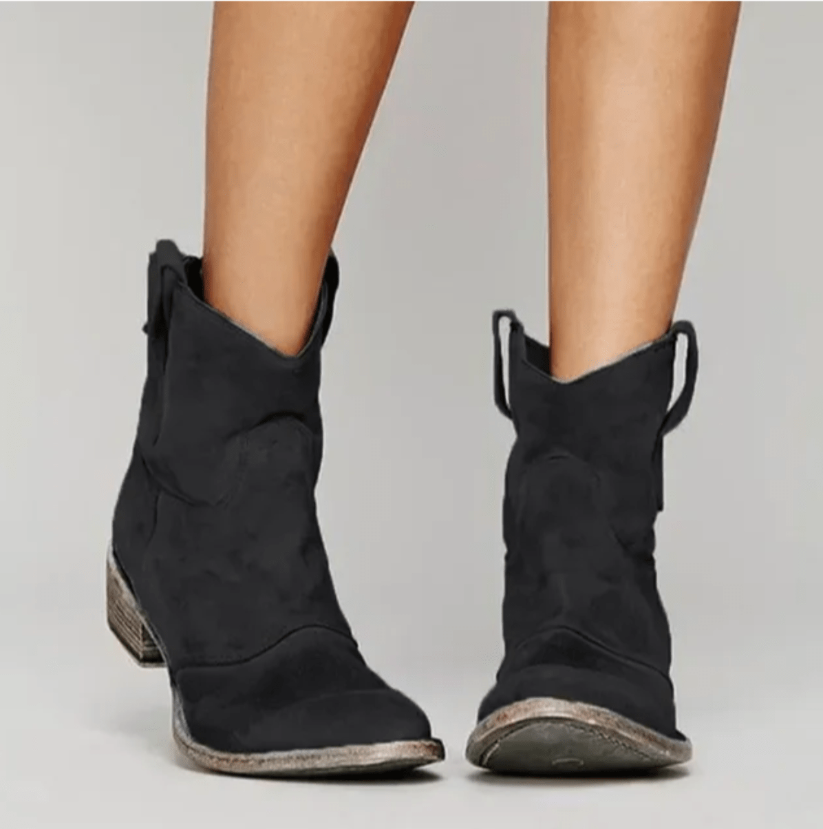Women's Elegant Suede Ankle Boots - Black