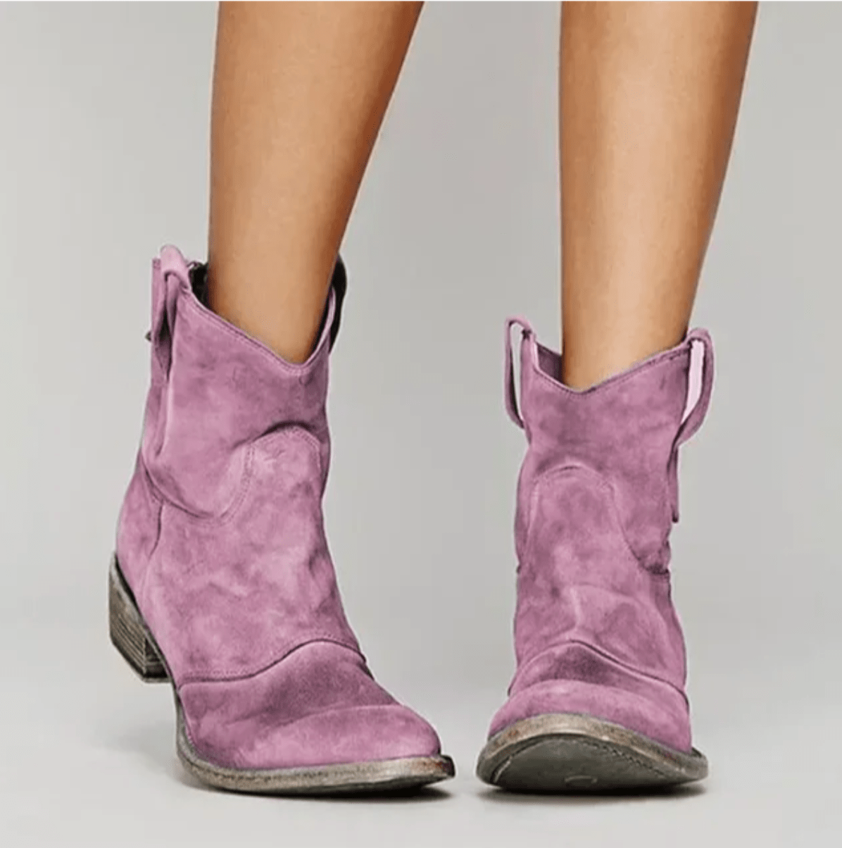 Women's Elegant Suede Ankle Boots - Pink