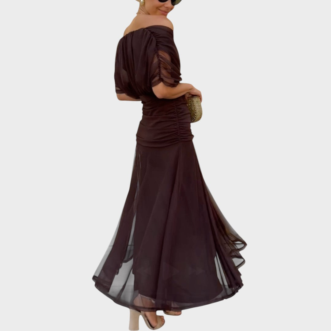 Women's V-Neck Long Sleeve Midi Dress